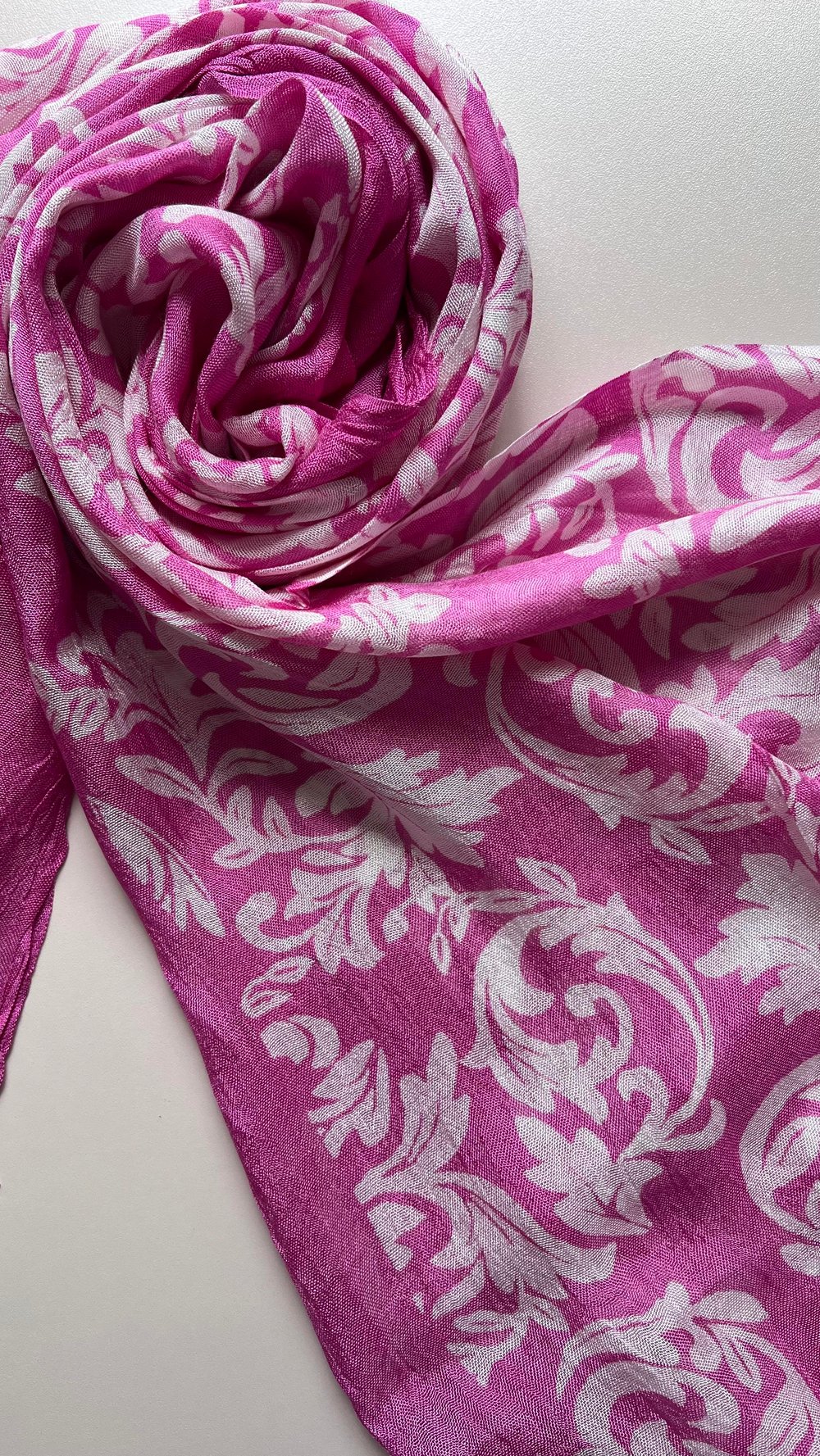 Pembe Yaprak Desen Kelagayi İpek Şal 190x90