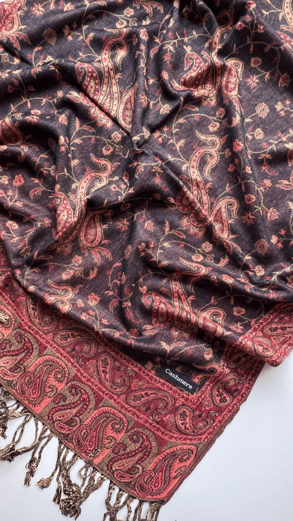 Siyah Bakır Kaşmir Şal 180x70