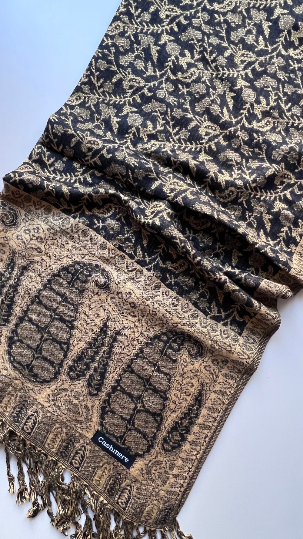 Siyah Gold Kaşmir Şal 180x70