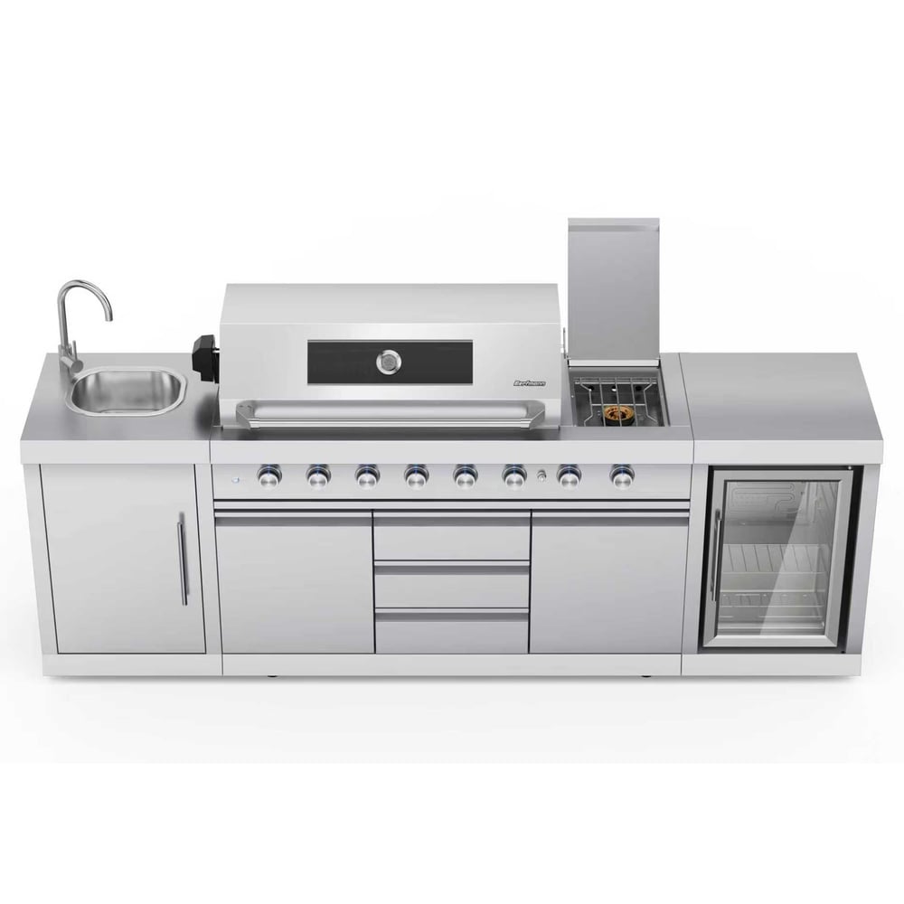 Berfmann Apex 6+2 Gazlı Barbekü ve Buzdolabı Outdoor Mutfak (Standart Yan Ocak)