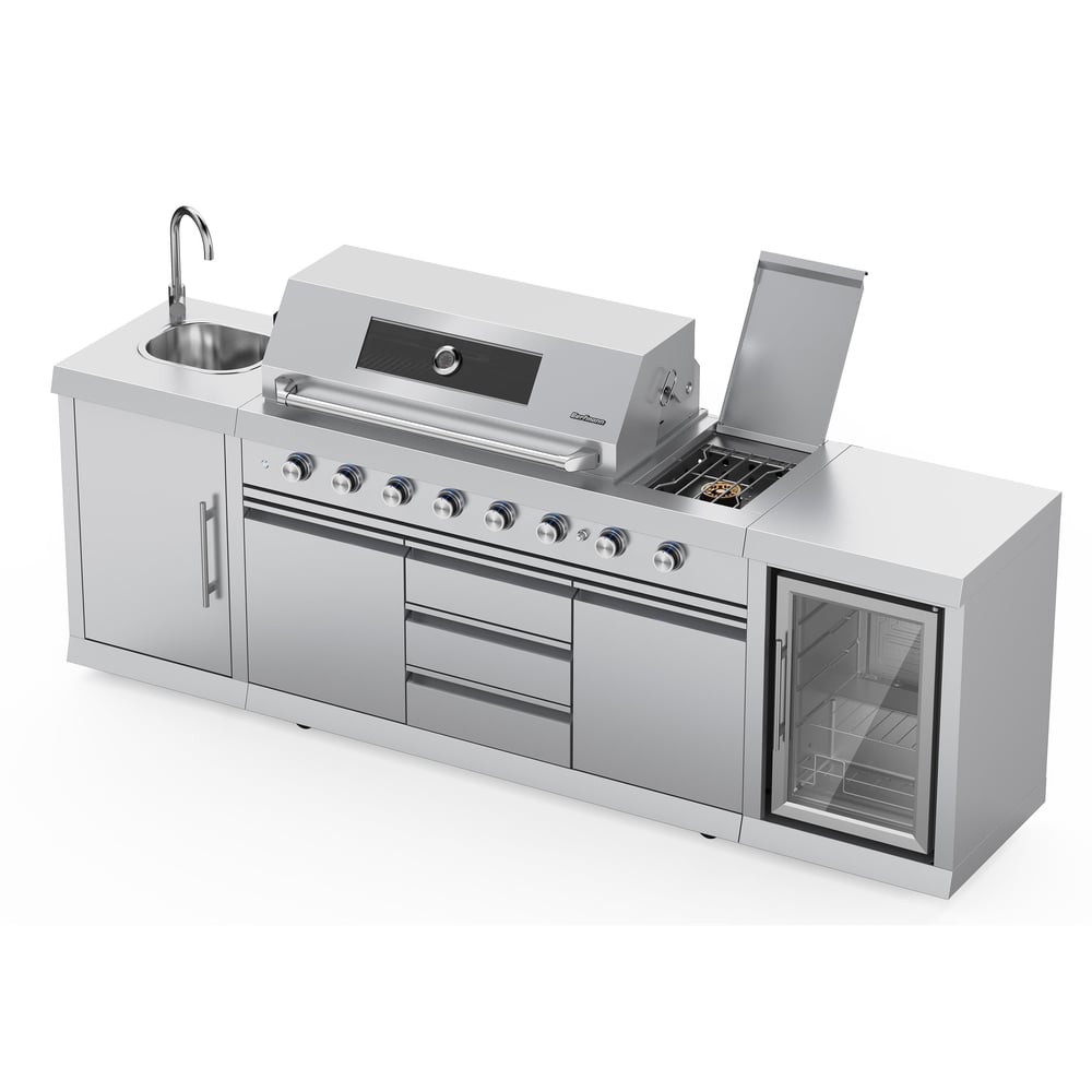 Berfmann Apex 6+2 Gazlı Barbekü ve Buzdolabı Outdoor Mutfak (Standart Yan Ocak)