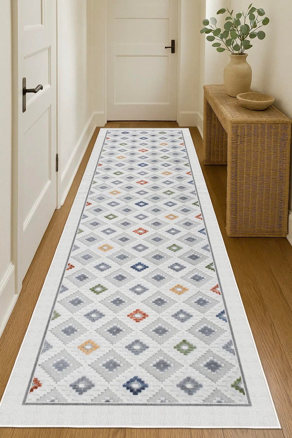 Dijital Baskılı Dekoratif Kaymaz Taban Yıkanabilir Kilim Yolluk Antre Hol Halısı Salon Halısı