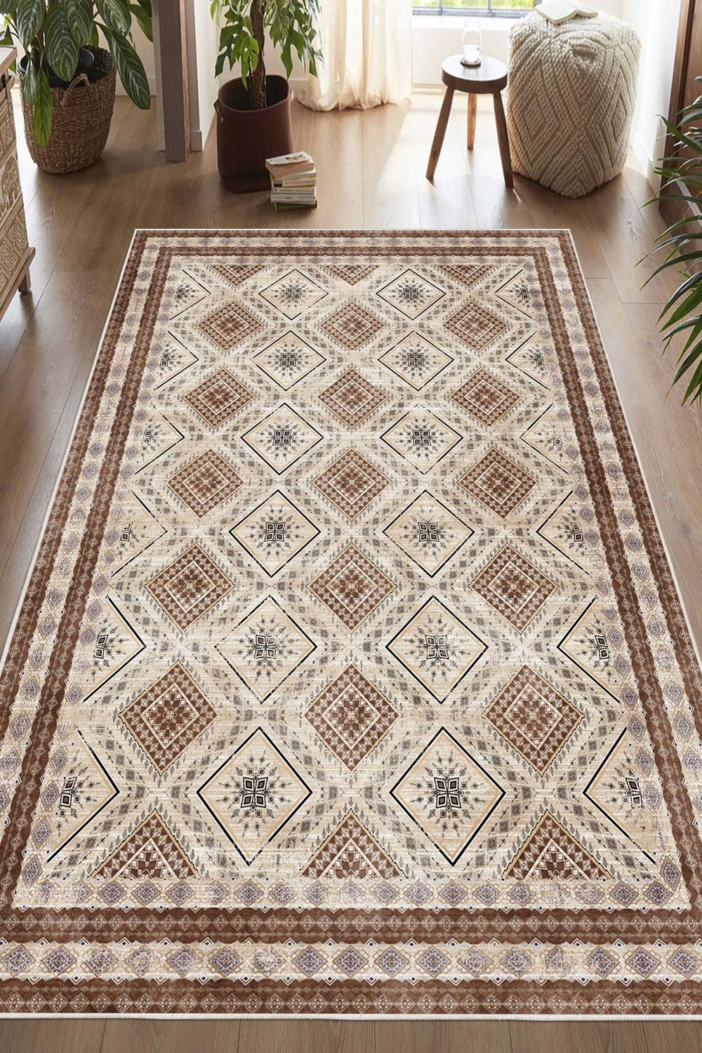 Dijital Baskılı Dekoratif Kaymaz Taban Yıkanabilir Kilim Desen Halı Salon Halısı Yolluk Mutfak Halısı