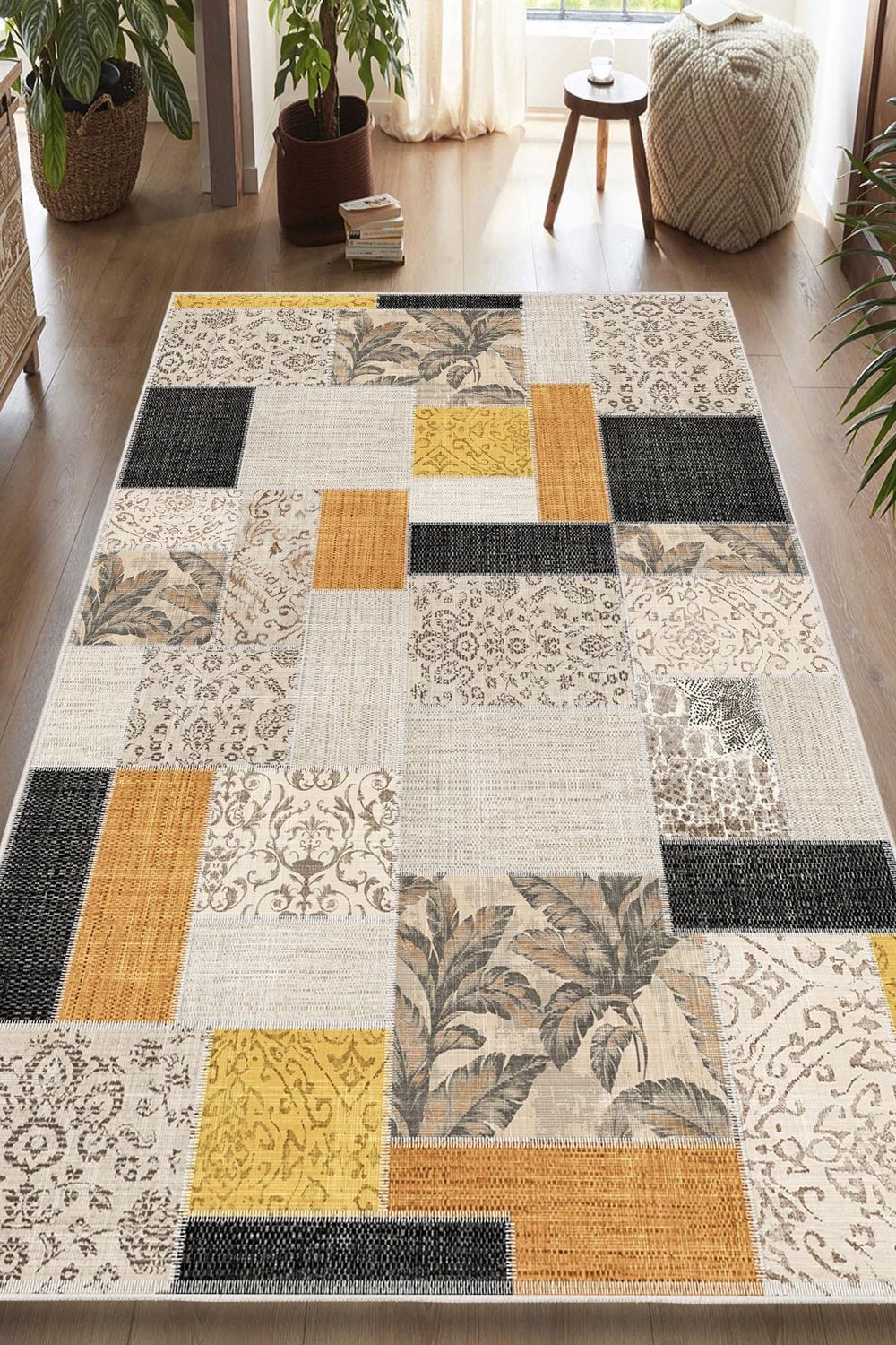 Dijital Baskılı Dekoratif Kaymaz Taban Yıkanabilir Kilim Desen Halı Salon Halısı Yolluk Mutfak Halısı