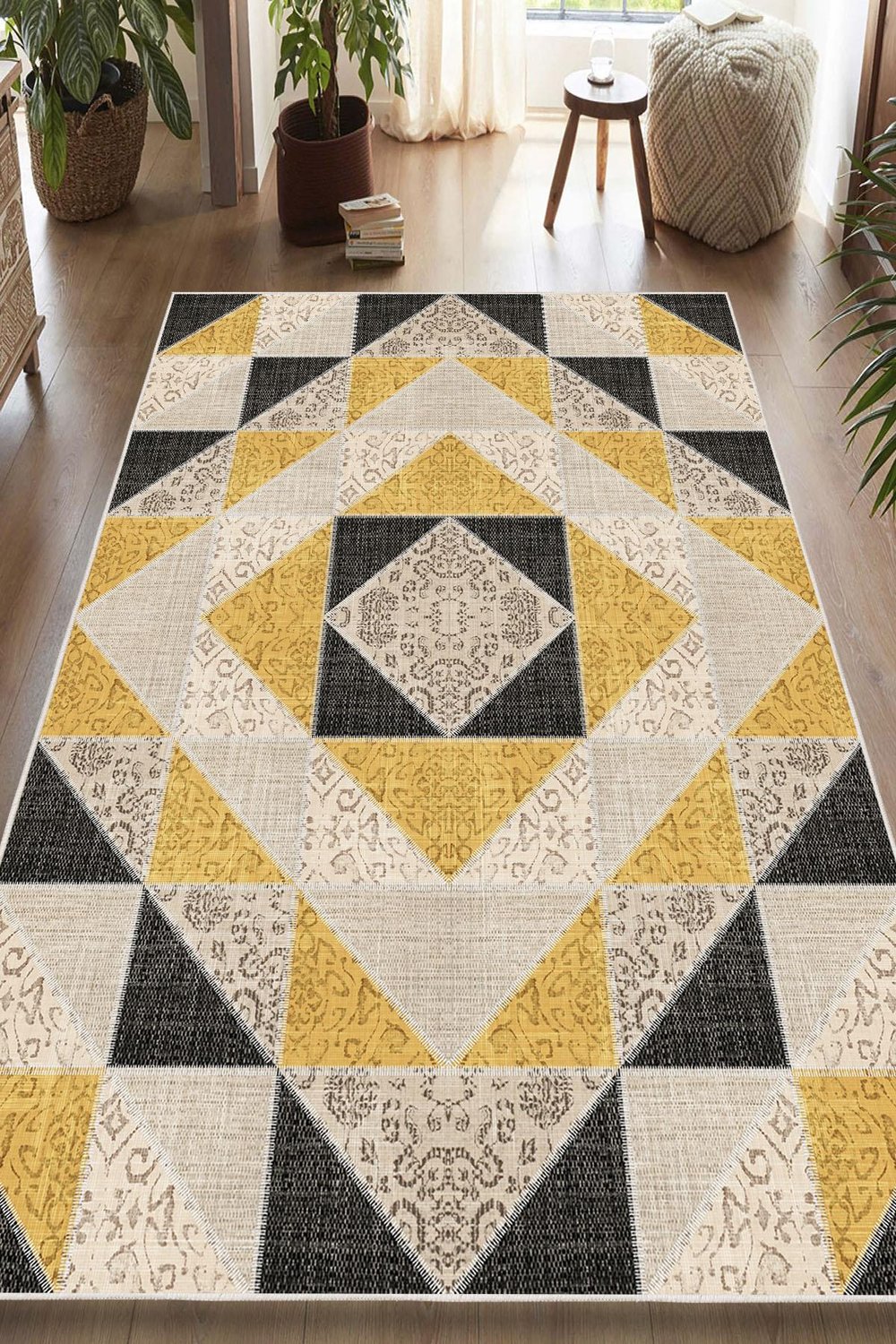 Dijital Baskılı Dekoratif Kaymaz Taban Yıkanabilir Kilim Desen Halı Salon Halısı Yolluk Mutfak Halısı