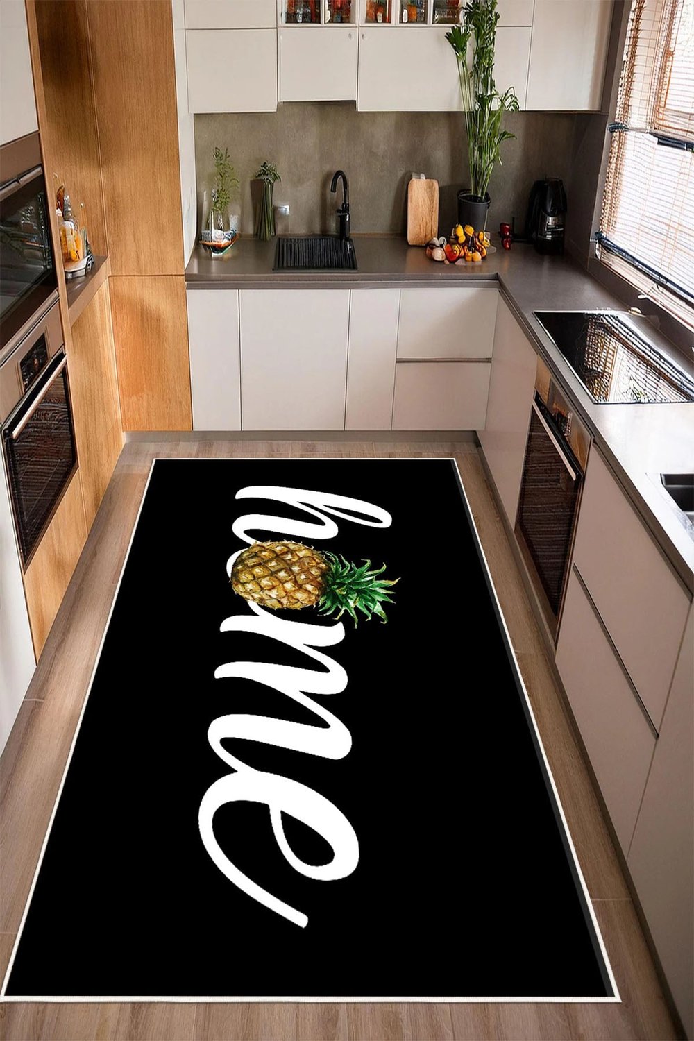 Home Yazılı Ananas Desenli Baskılı Kaymaz Yıkanabilir Mutfak Halısı Yolluk