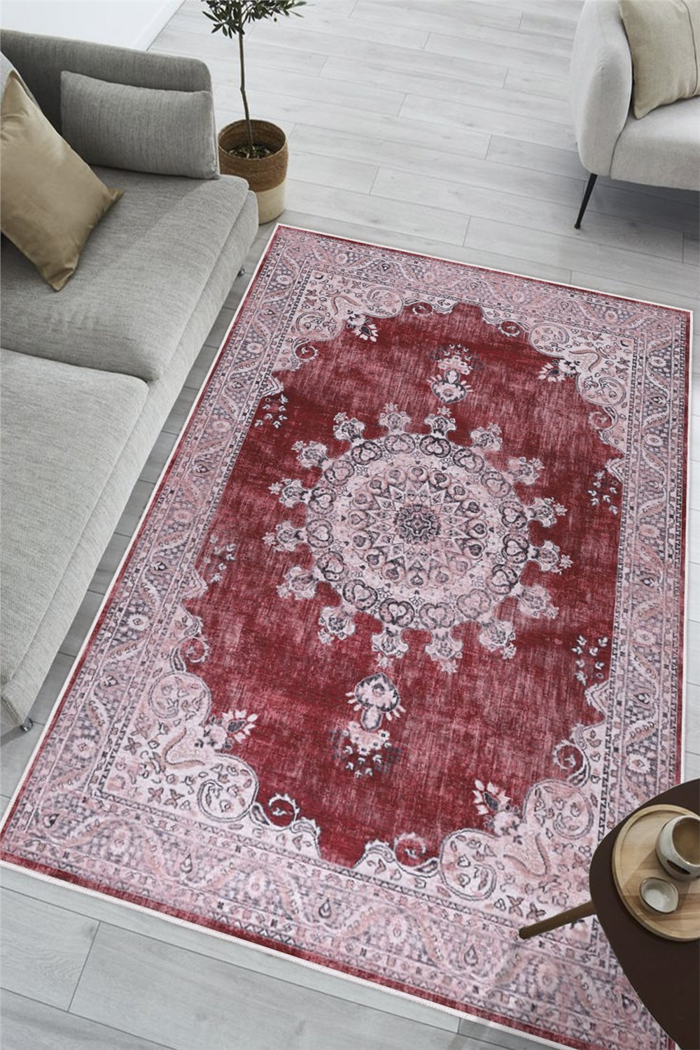 Kilim Desenli Baskılı Kaymaz Yıkanabilir Salon Oturma Odası Mutfak Antre Halısı Yolluk