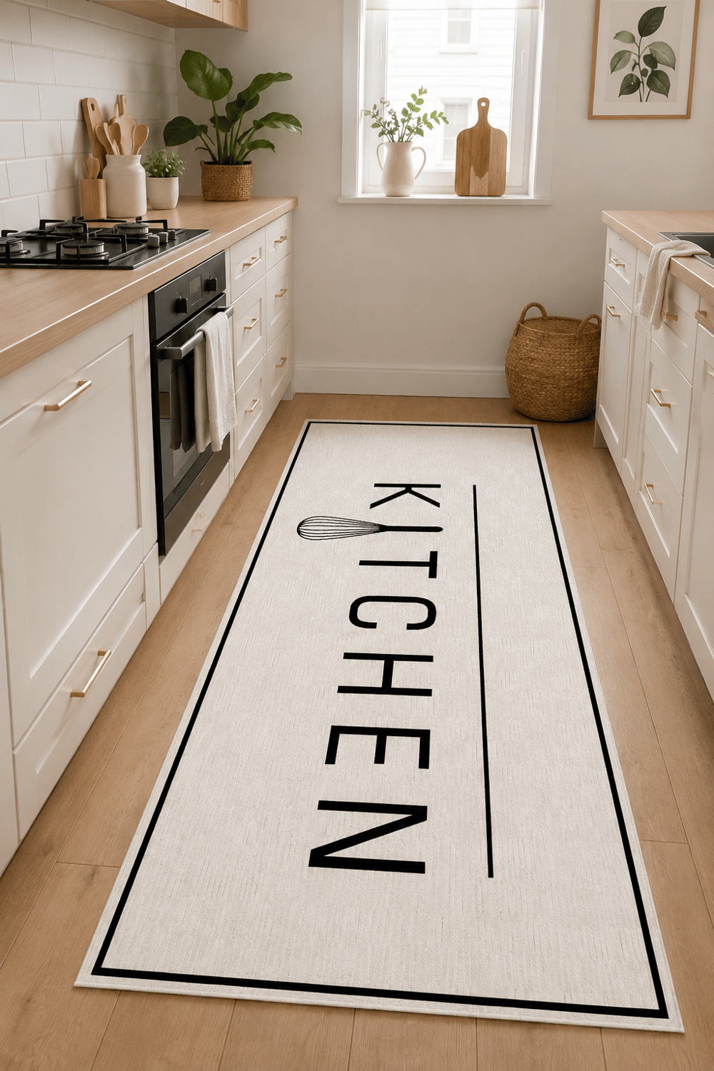 Kitchen Yazılı Dekoratif Kaymaz Taban Yıkanabilir Robot Süpürge Uyumlu Dijital Baskılı Mutfak Halısı