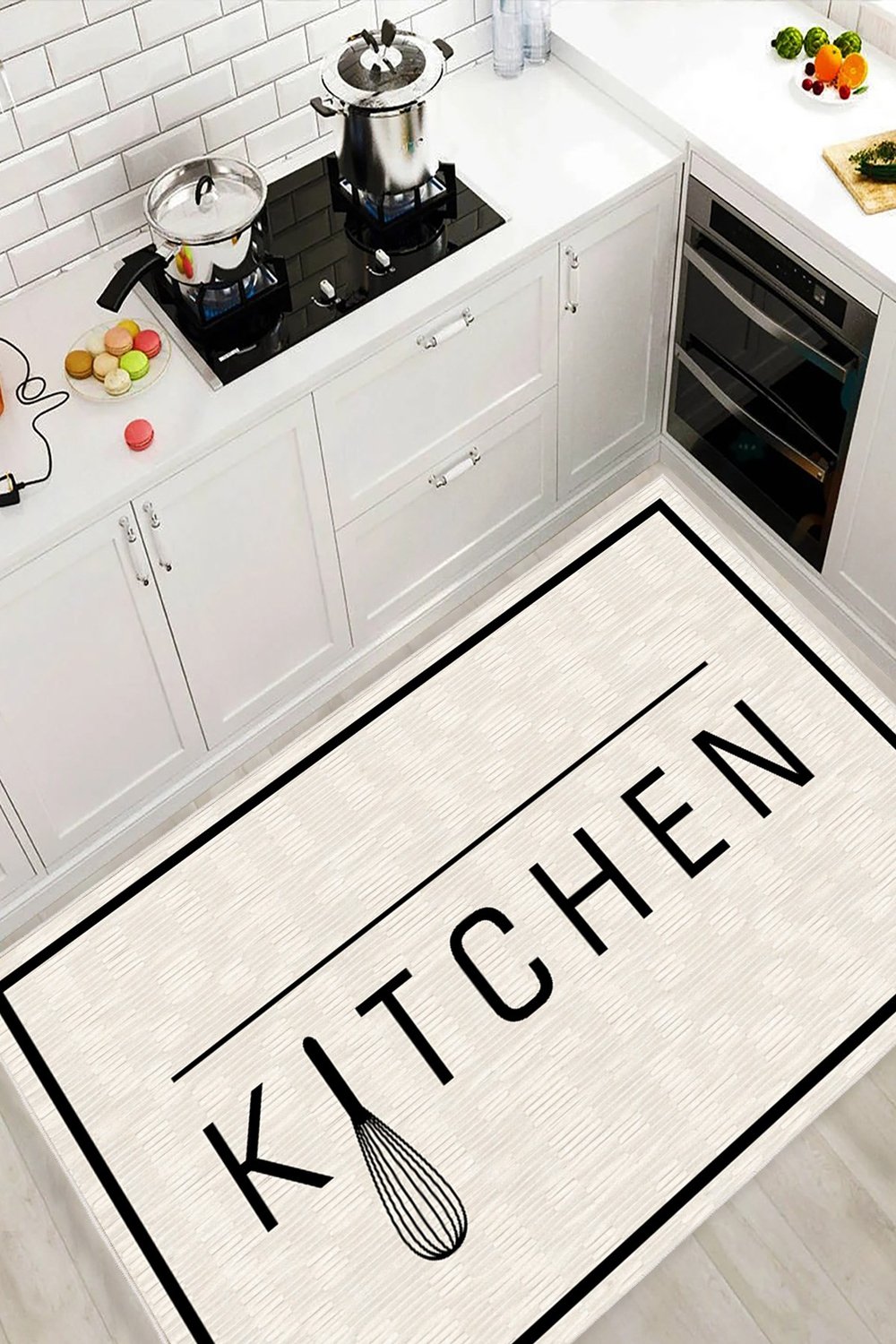 Kitchen Yazılı Yıkanabilir Leke Tutmaz Kaymaz Taban Mutfak Halısı