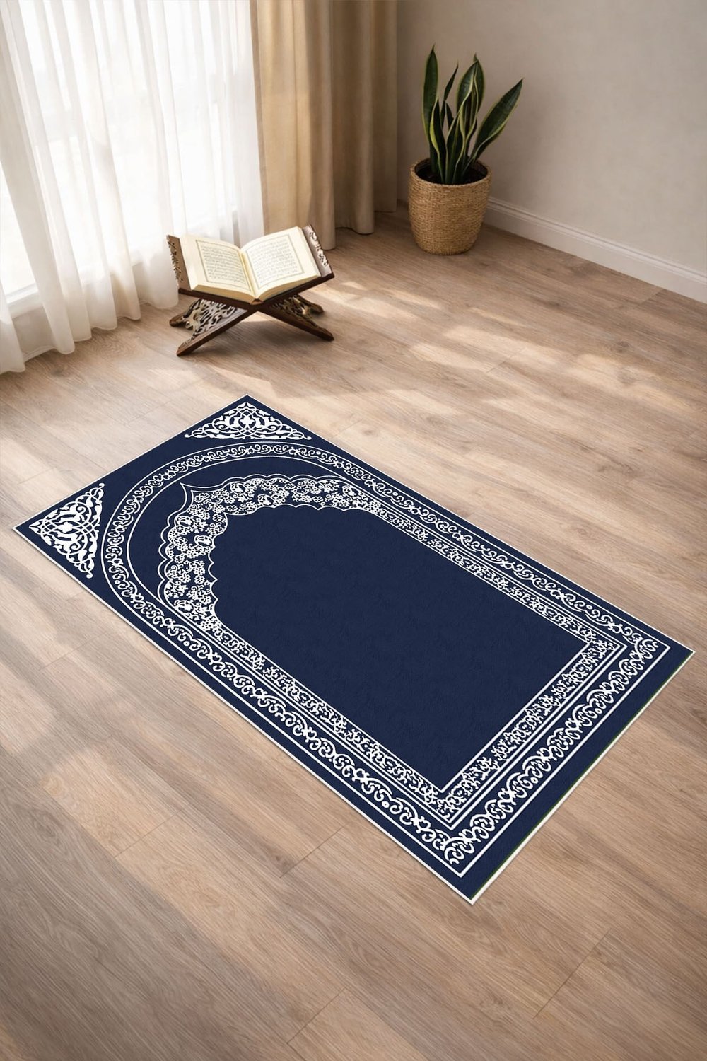 Mihrap Desenli Dijital Baskılı Kaymaz Taban Yıkanabilir Seccade