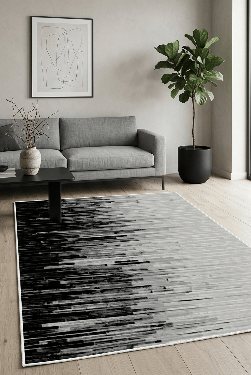 Modern Desen Dijital Baskılı Yıkanabilir Kaymaz Taban Salon Oturma Odası Antre Koridor Halısı