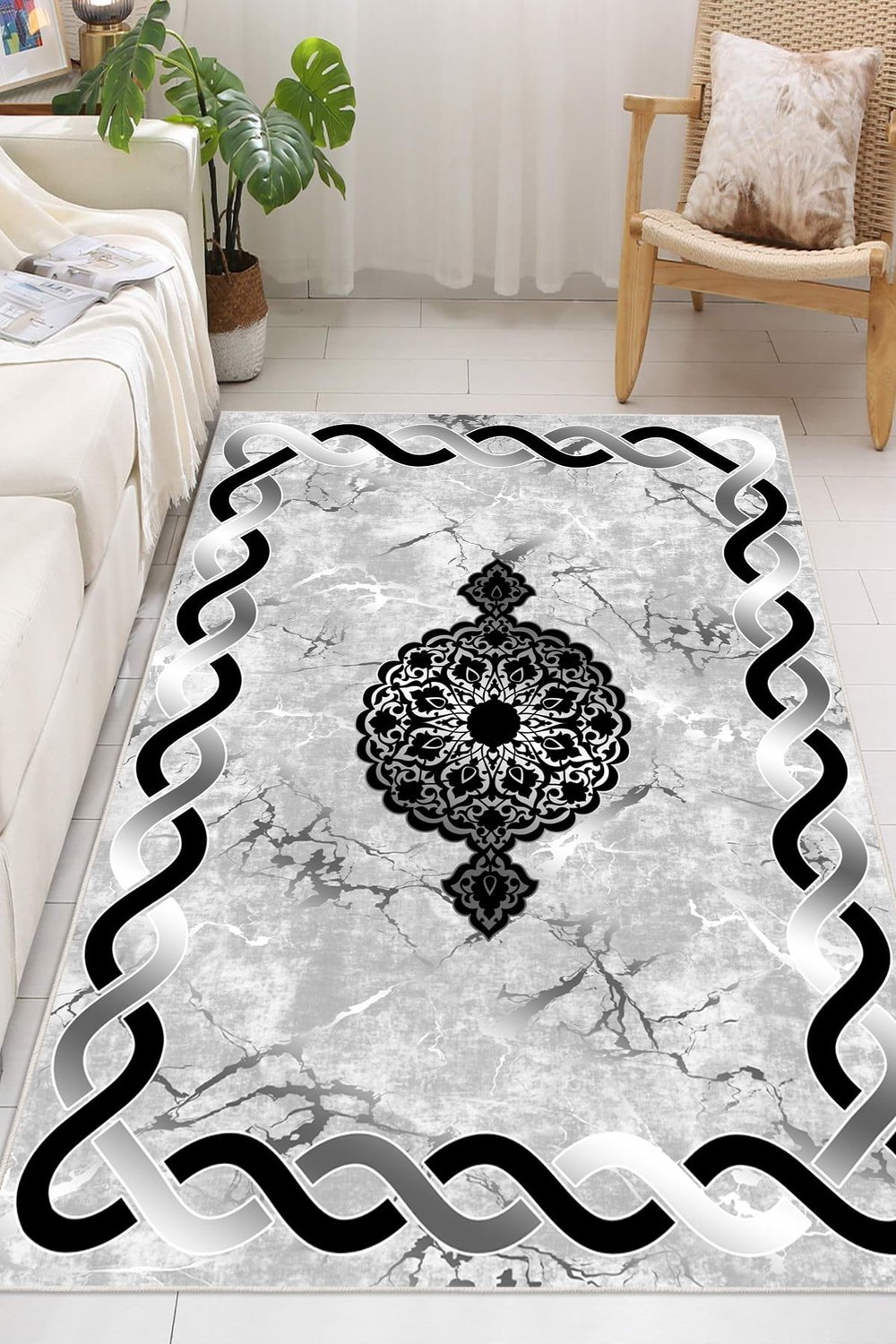 Modern Makinede Yıkanabilir Kaydırmaz Leke Tutmaz Salon Halı Oturma odası Halı Mutfak Halı ve Yolluk