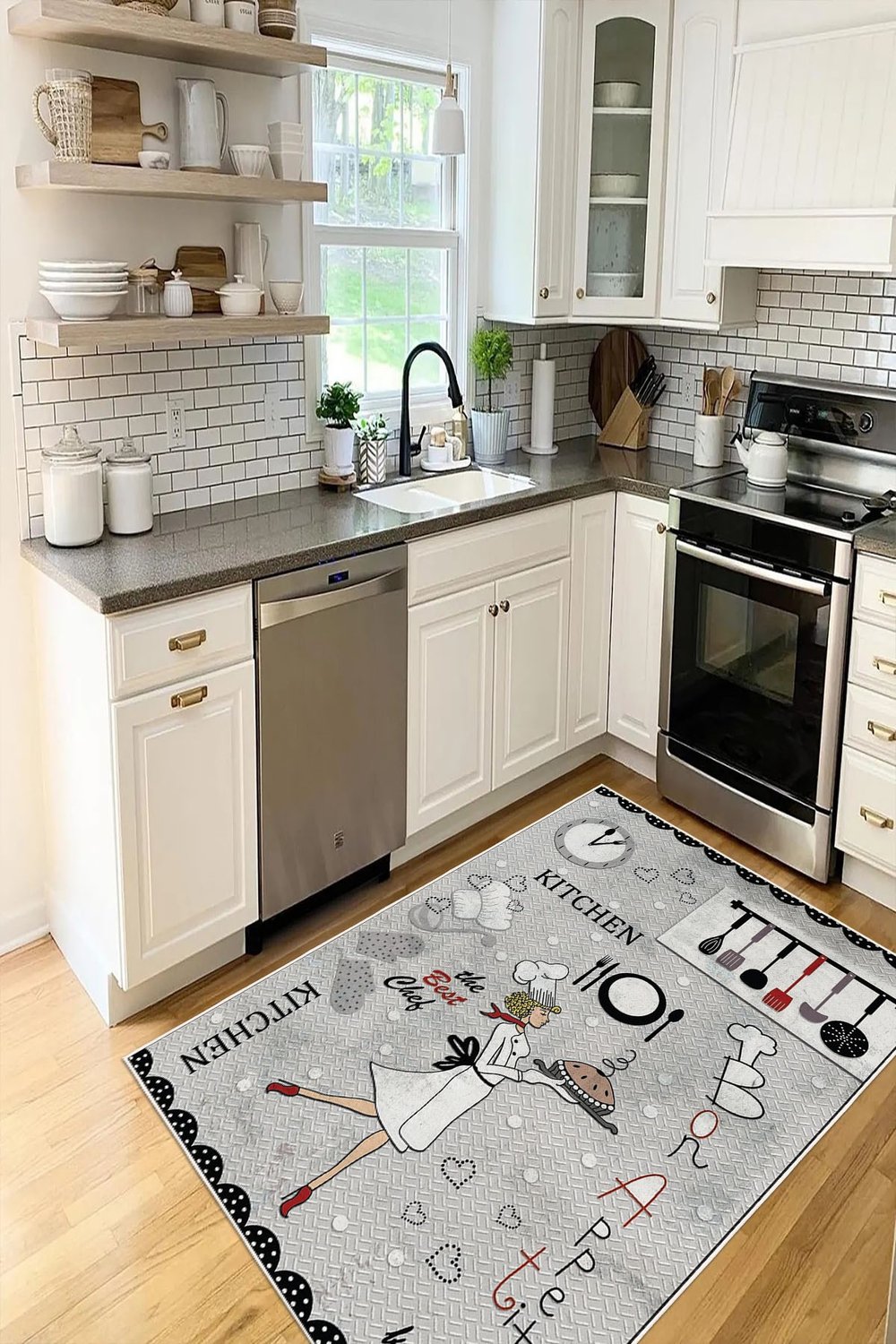 Mutfak Temalı Kitchen Yazılı Baskılı Kaymaz Yıkanabilir Mutfak Halısı Yolluk