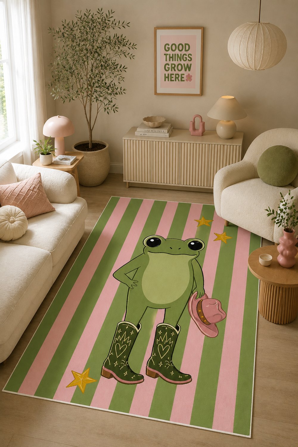Pinterest Kurbağa Desen Baskılı Kaymaz Yıkanabilir Salon Oturma Odası Mutfak Balkon Halısı Yolluk