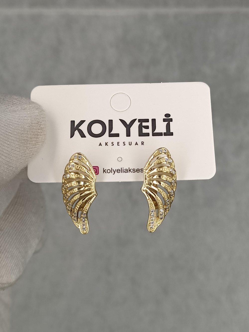 Kolyeli melek kanat küpe