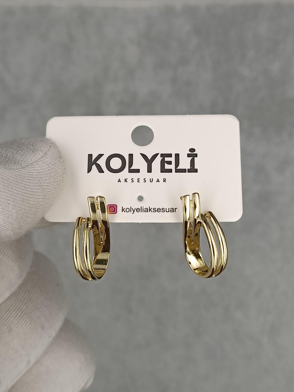 Kolyeli new4 küpe (14 ayar altın rengi)