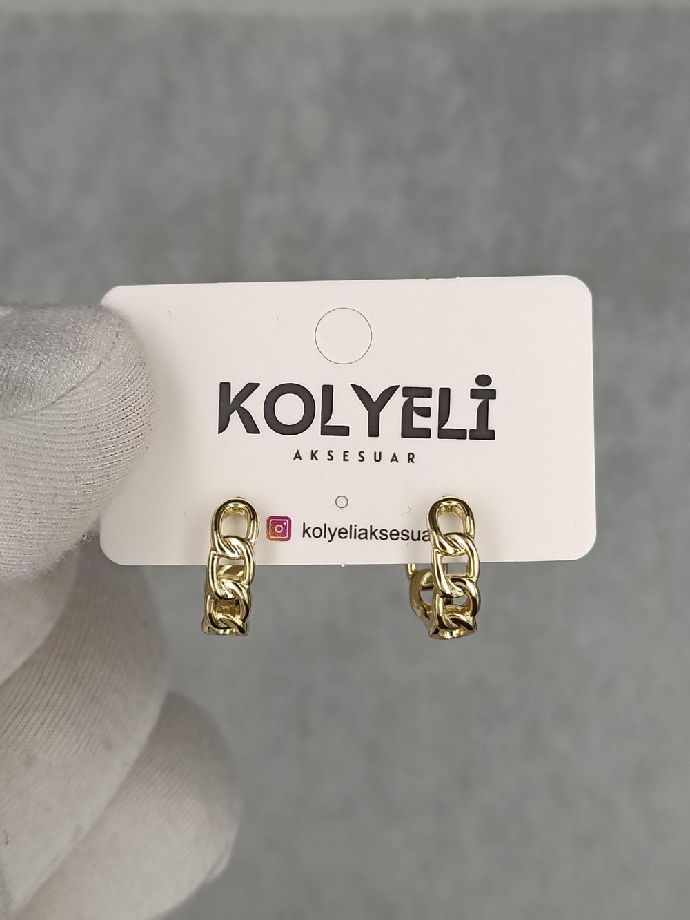 Kolyeli new6 küpe (14 ayar altın rengi)