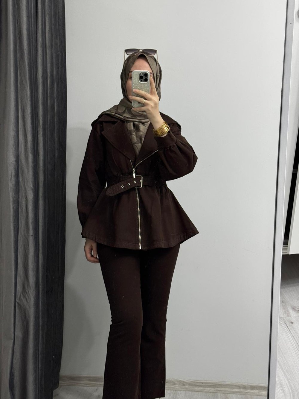 Fermuarlı Kruvaze Yaka Denim Ceket