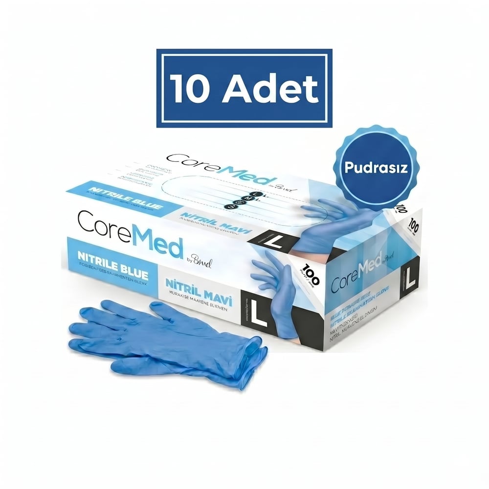 Bimel Pudrasız Mavi Nitril Eldiven (L) Beden 100'lü 10 paket