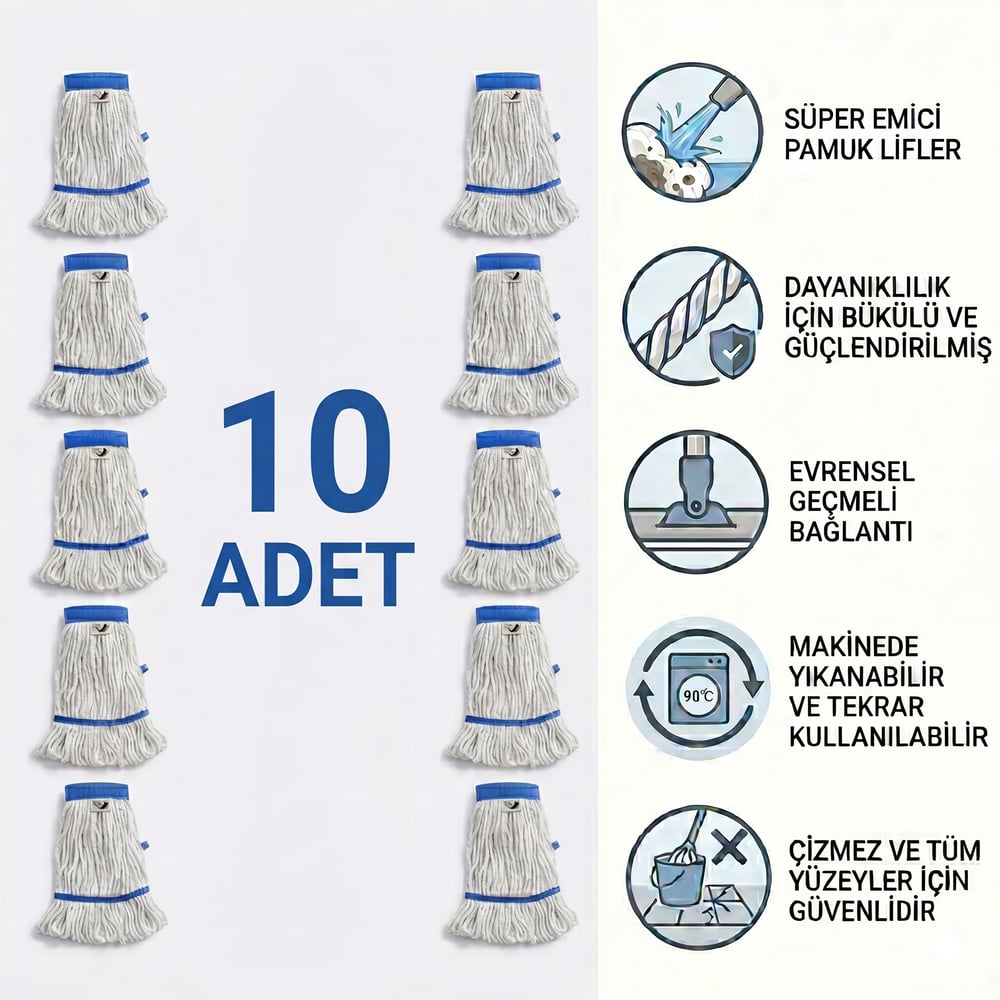 Ekstra Islak Mop Dar 350 Gr 10'lu