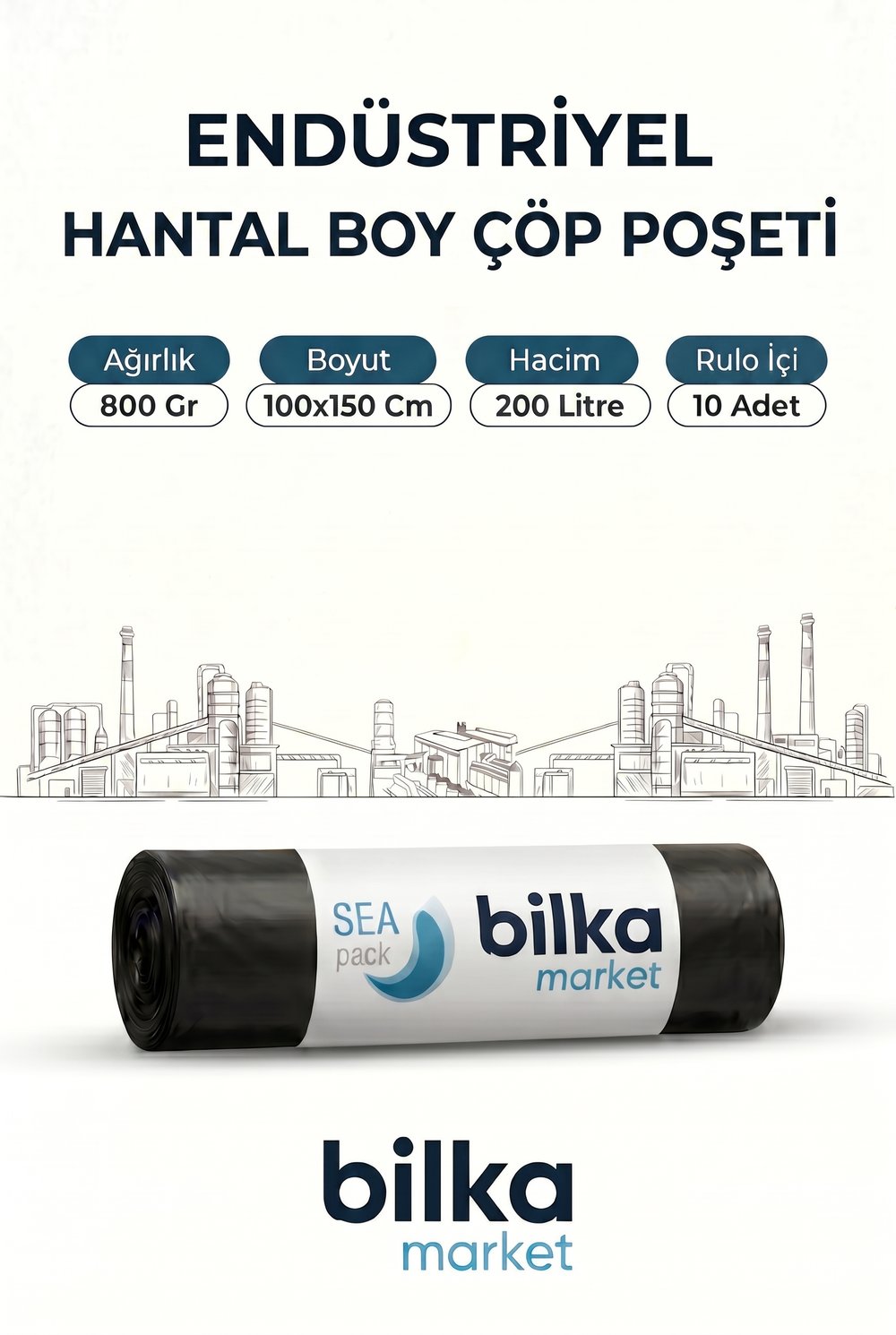 Endüstriyel Hantal Boy Çöp Poşeti 100-150 Cm Siyah