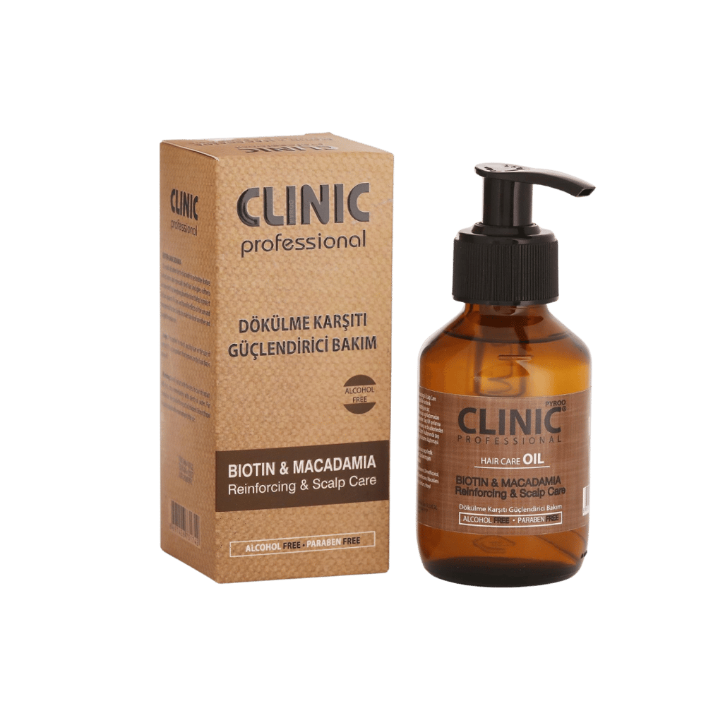 Clinic Biotin ve Macadamia Bakım Yağı 100ml kırılgan saçlar için onarıcı ve koruyucu saç yağı