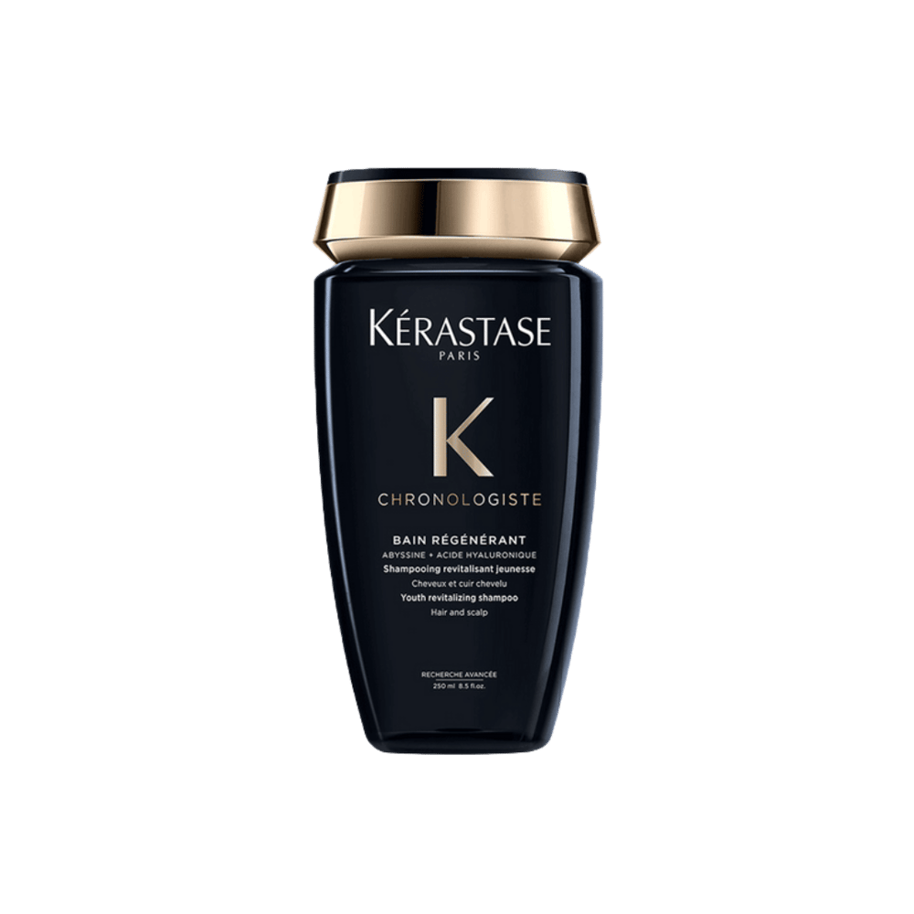 Kerastase Chronologiste Bain Régénérant 250ml şişesi, saç ve saç derisini yenileyen, hyaluronik asit ile besleyici ve canlandırıcı şampuan
