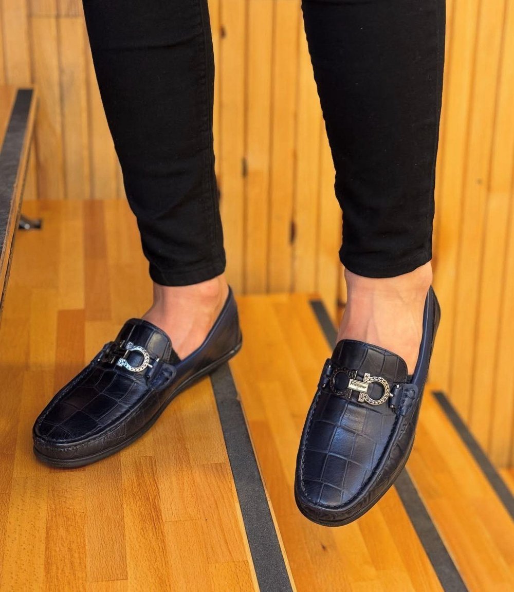 Croco Baskılı Loafer Ayakkabı