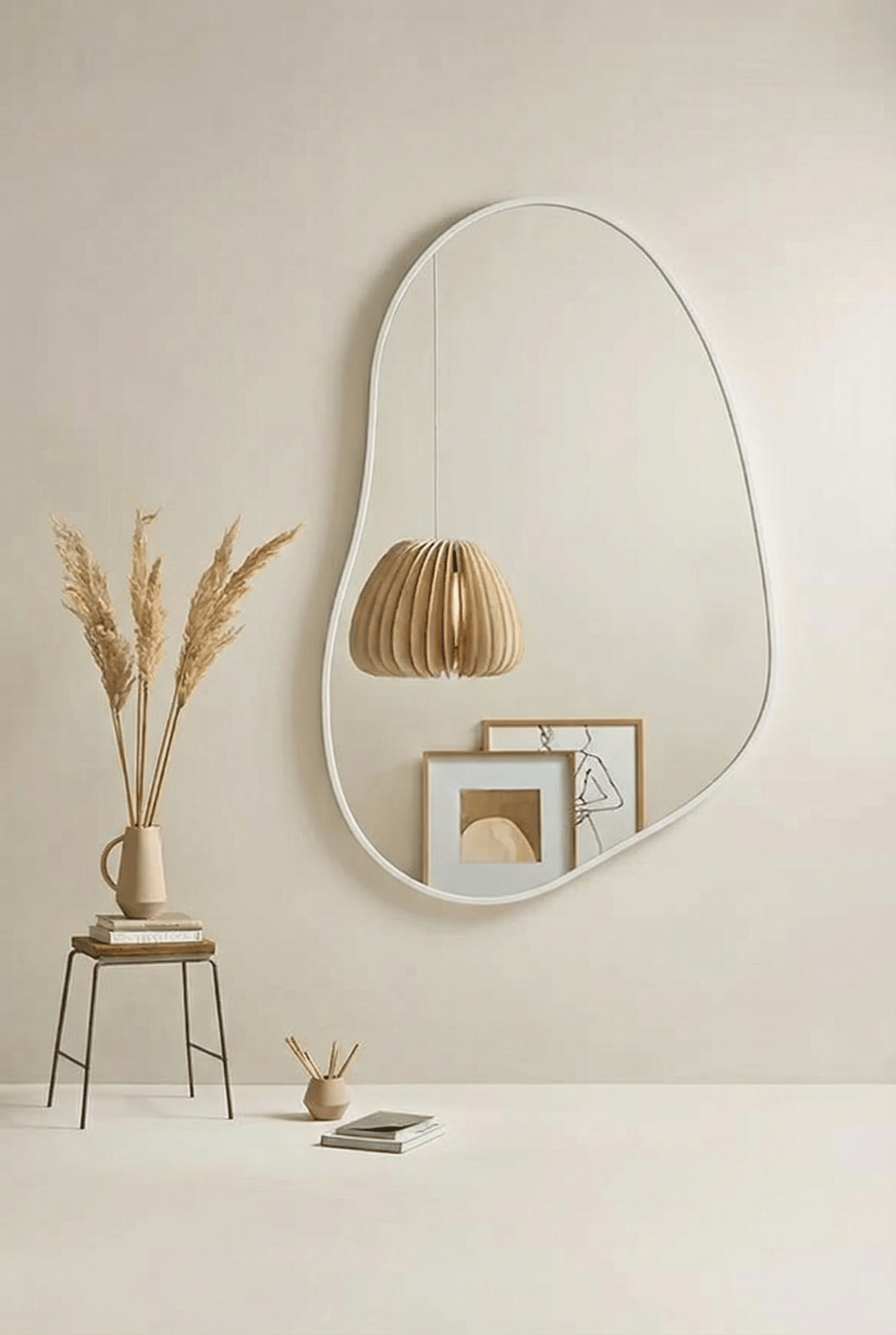 Fawdecor Premium Ahşap Çerçeveli Banyo Aynası Hol Aynası Duvar Aynası Beyaz