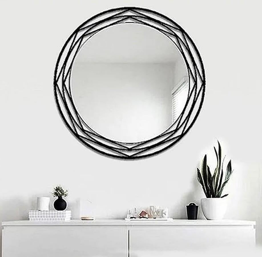 FAVdecor Modern Metal Dekoratif Duvar Aynası, Modern Eşsiz Ayna Geometrik