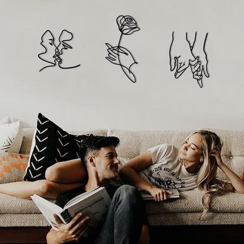 Fawdecor Sonsuz Aşk ve Gül Metal Duvar Dekoru