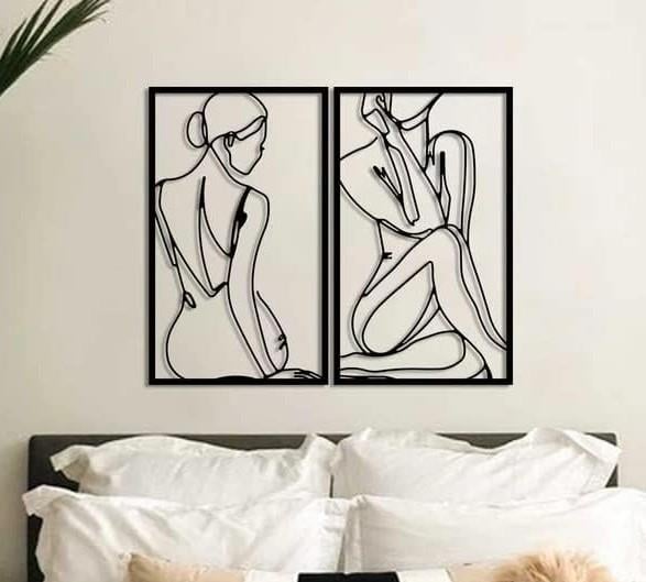 Fawdecor 2 Parça Kadın Metal Duvar Dekoru