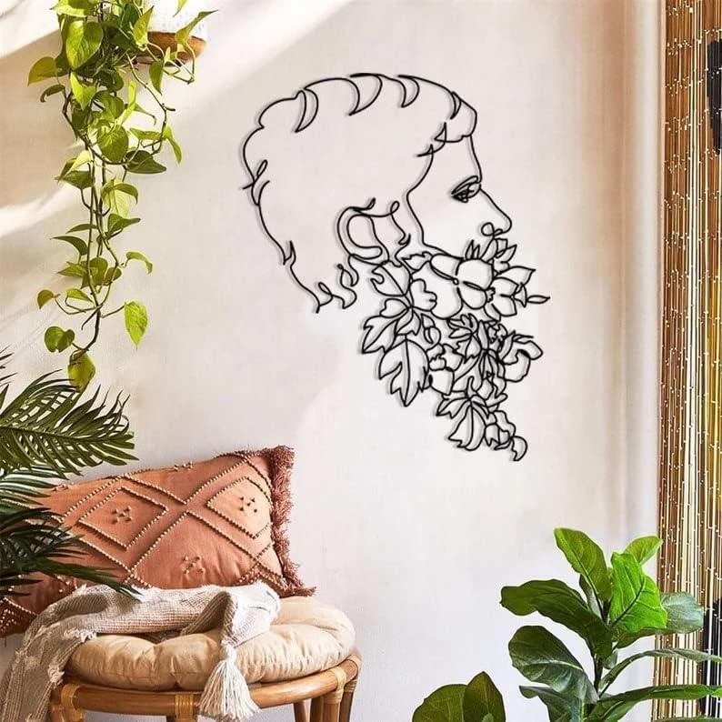 Fawdecor Çiçek ve Adam Metal Duvar Dekoru