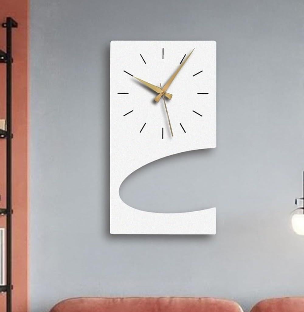 Fawdecor Duvar Saati Sessiz Mekanizma Metal Kasa Modern Tasarım Beyaz