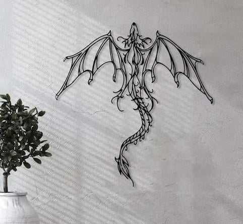 Fawdecor Dragon Metal Duvar Dekoru, Mitolojik Ejderha Dekoru
