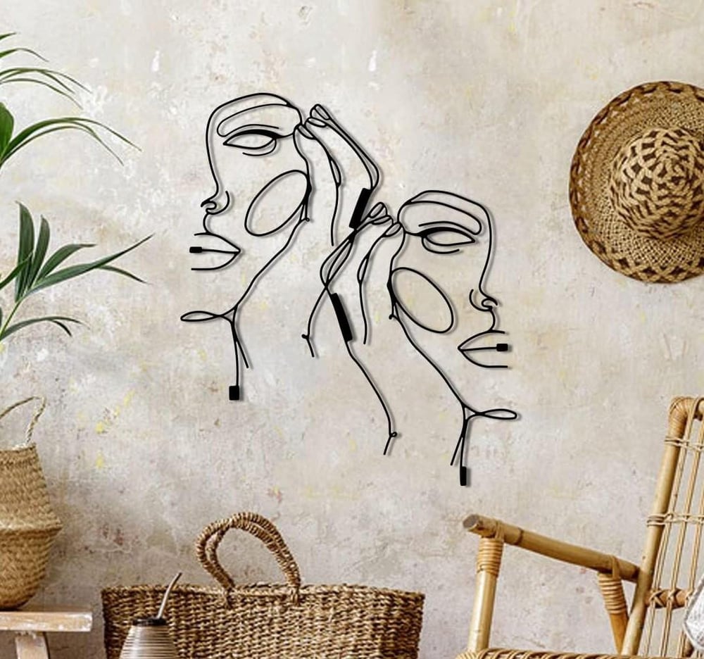 Fawdecor Soyut Yüz Metal Duvar Dekoru