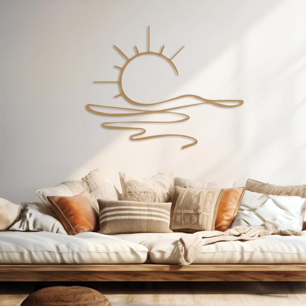 Fawdecor Sunrise Metal Dekor Modern Tasarım Gündoğumu Duvar Dekoru Gold