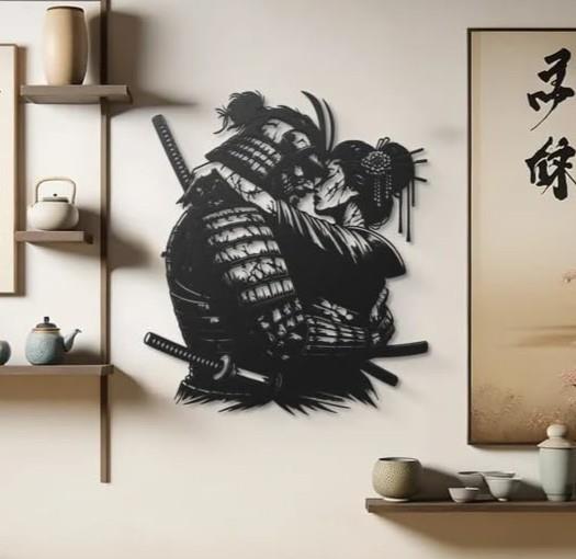 Fawdecor Samuray Savaşçısı Japon Anime Metal Duvar Dekoru