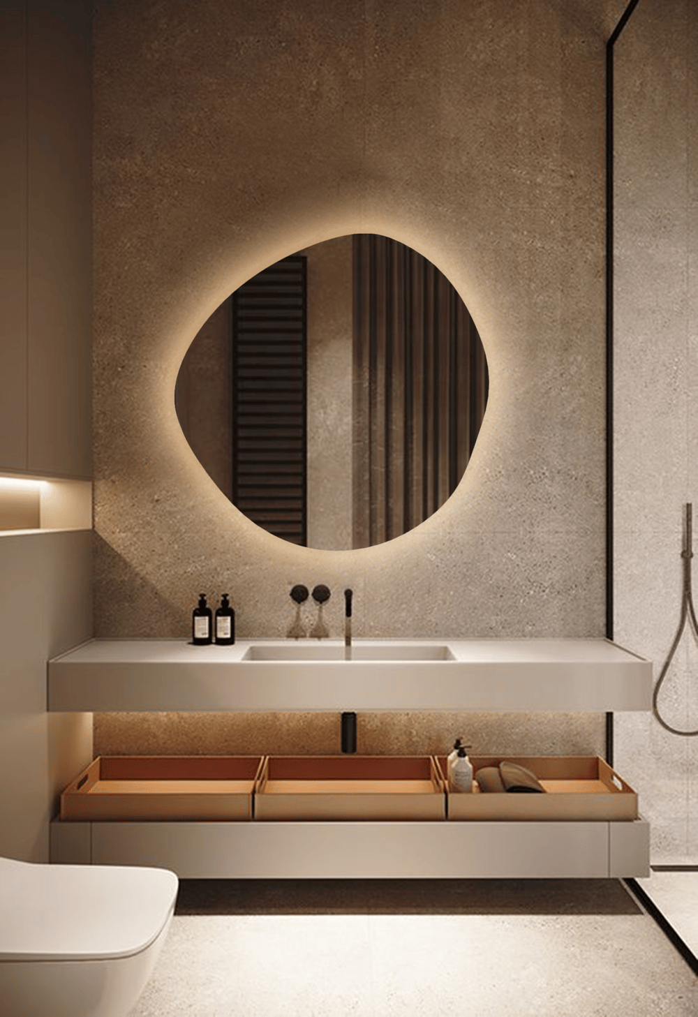 Fawdecor Led Işıklı Narkissos Dekoratif Duvar Aynası, Modern Eşsiz Ayna Sarı Işık
