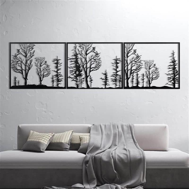 Fawdecor Ağaç ve Orman 3 Parça Metal Duvar Dekoru