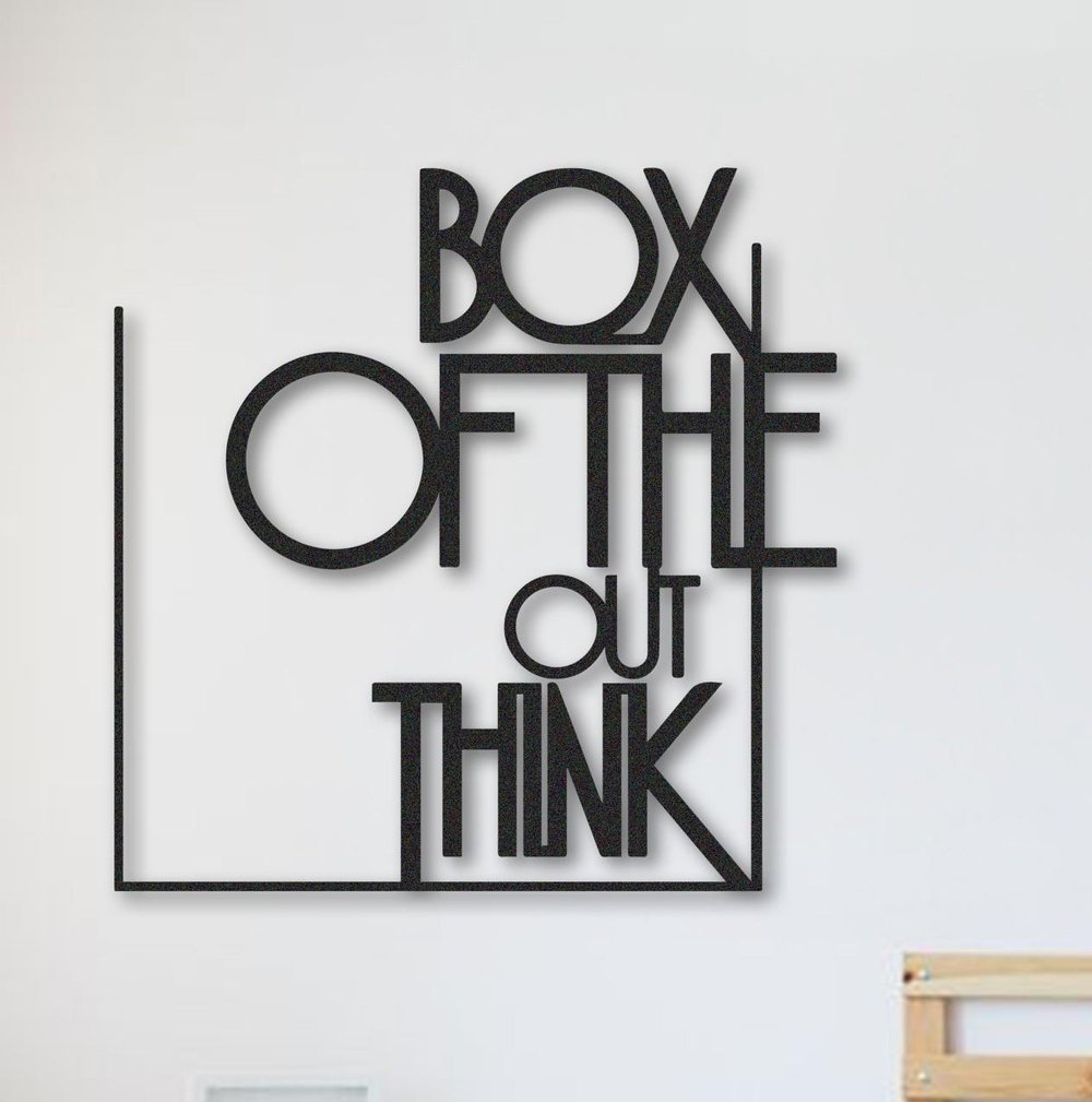 Fawdecor Think Out Of The Box Yazısı Metal Duvar Dekoru