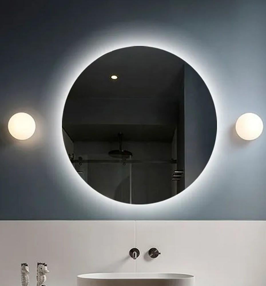 Fawdecor Led Işıklı Yuvarlak Model Dekoratif Duvar Aynası, Modern Eşsiz Ayna Beyaz