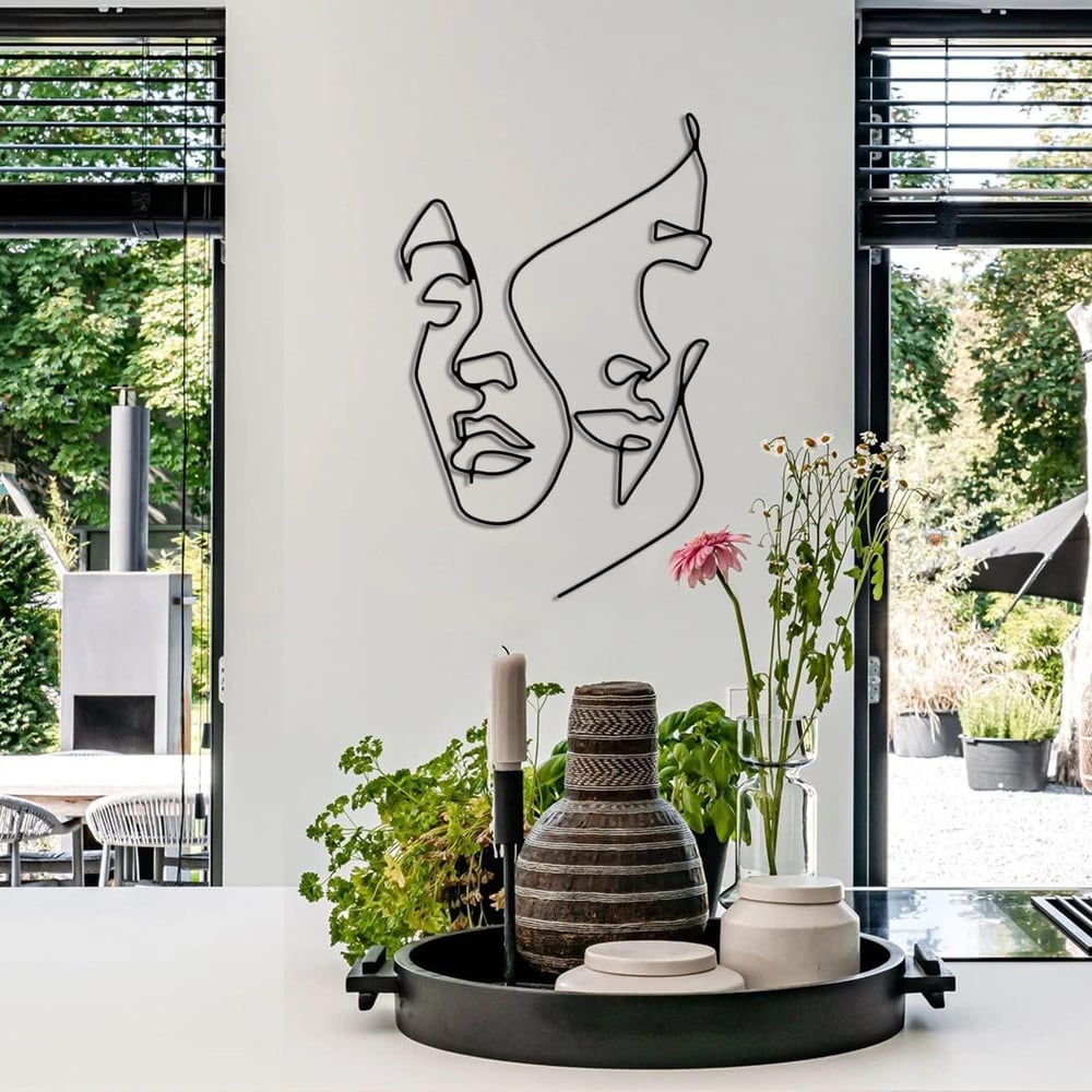 Fawdecor Soyut Çift Yüz Sanatı, Metal Duvar Dekoru