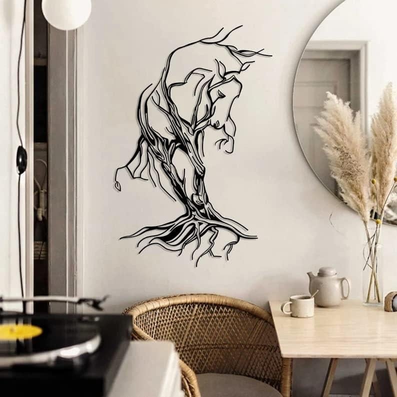 Fawdecor Metal Ağaç ve At Duvar Sanatı Çiftlik Evi Dekoru