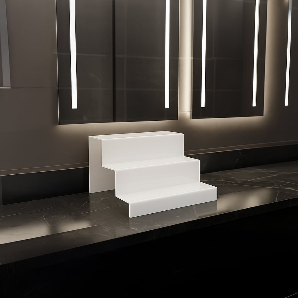 3 Katlı Pleksi Düzenleyici Stand – Banyo Kullanımı İçin Çok Amaçlı Organizer – Beyaz Renk