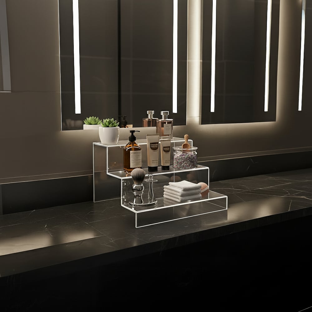 3 Katlı Pleksi Düzenleyici Stand – Banyo Kullanımı İçin Çok Amaçlı Organizer - Şeffaf