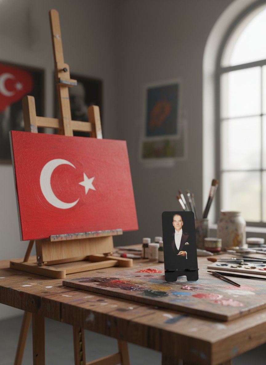 Pleksi Masaüstü Cep Telefonu Tutucu - ATATÜRK Serisi Standora Tasarım
