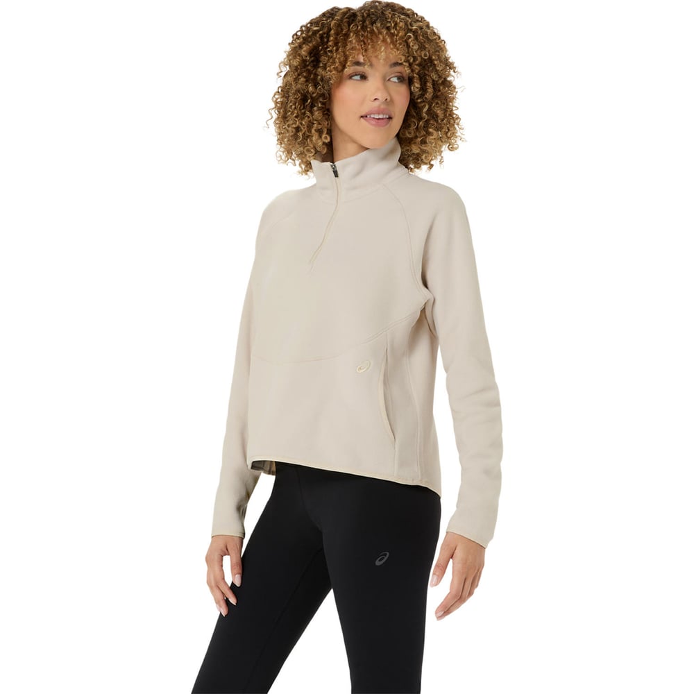 REFINED TEXTURE FLEECE HALF ZIP LS TOP