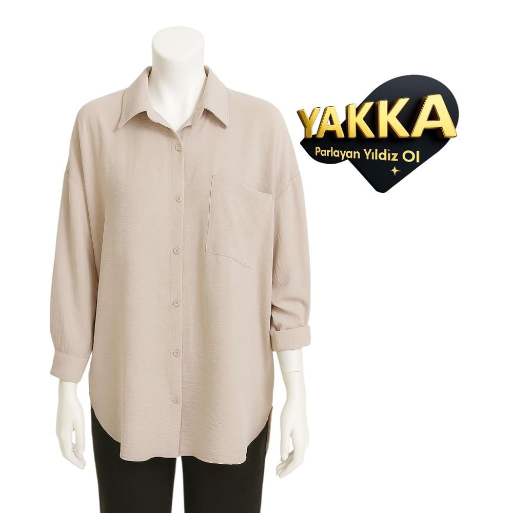 YAKKA BEJ Rahat Fit Uzun Kollu Gömlek Tunik