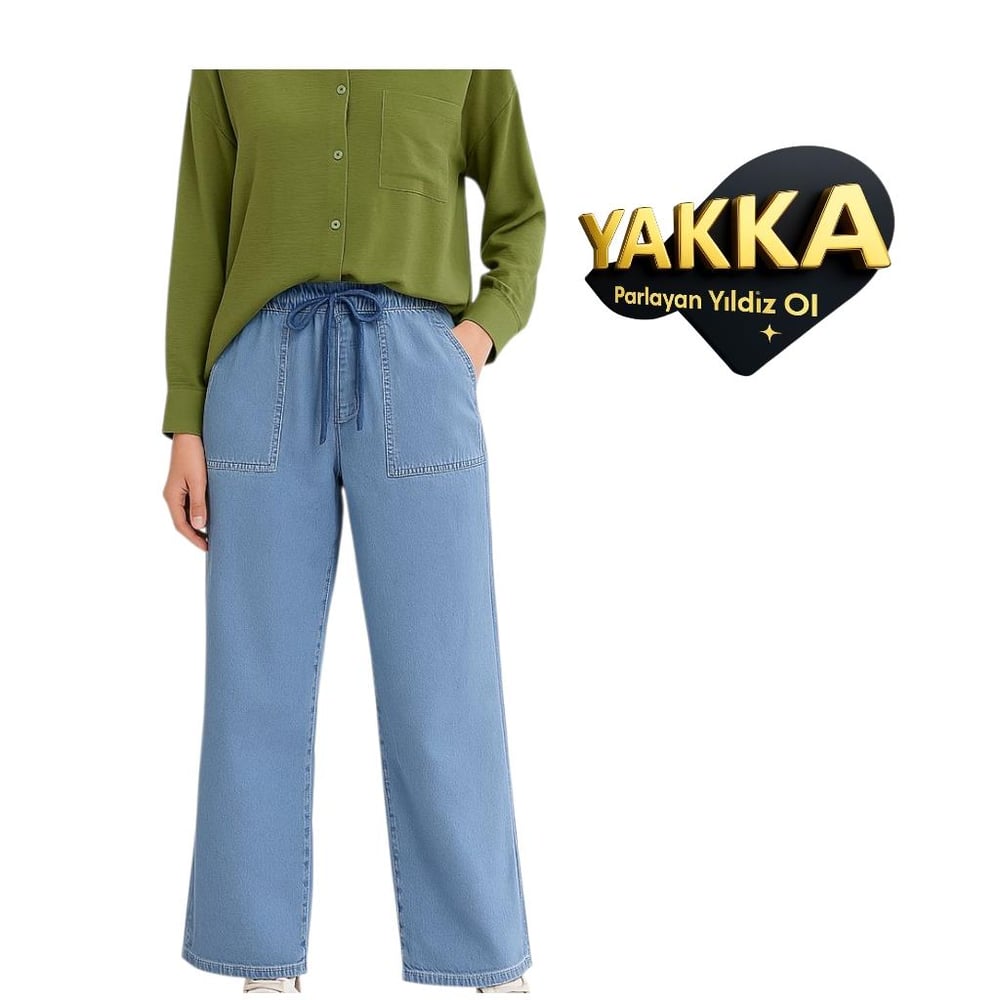 YAKKA Lastik Belli Bol Paça Denim Pantolon